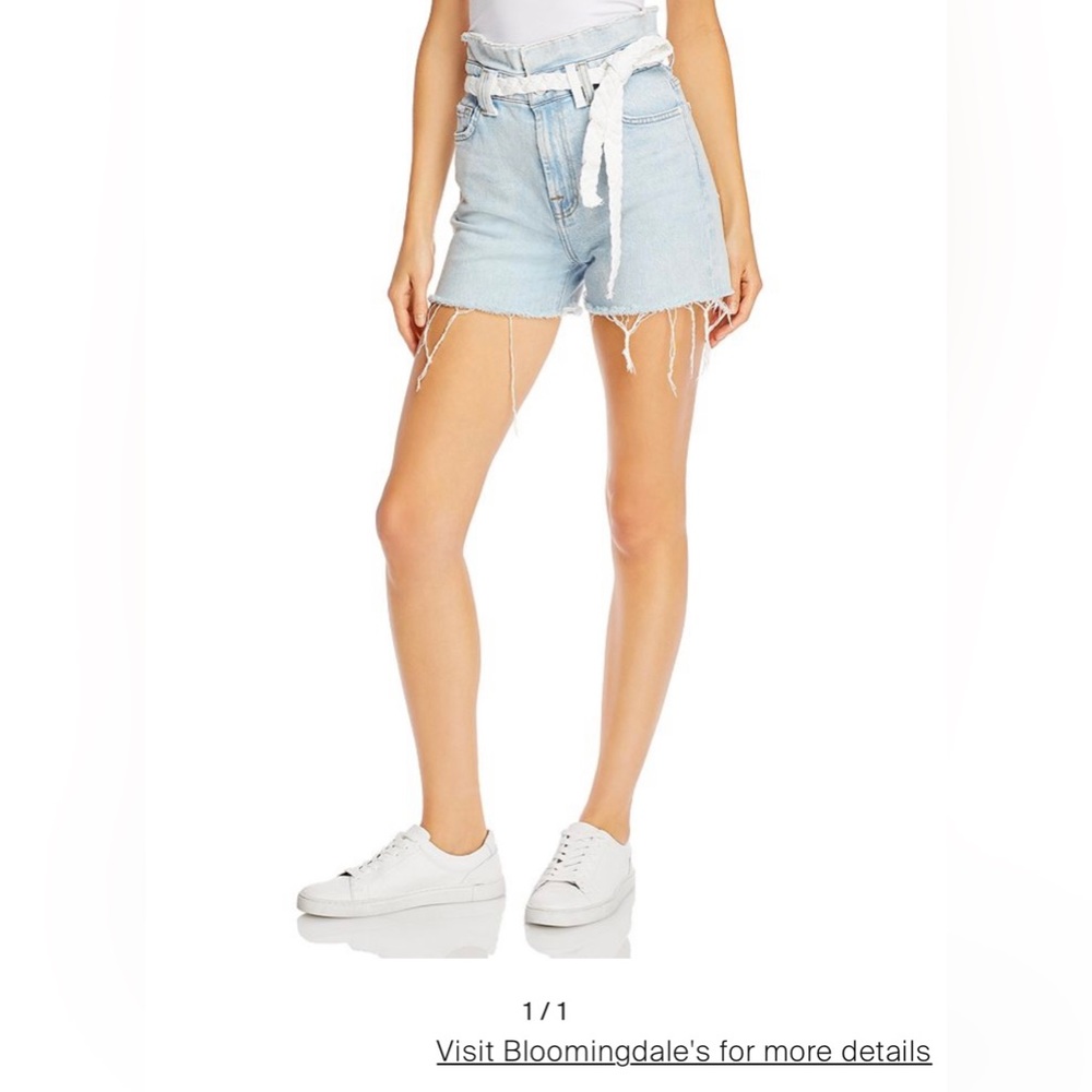 7 for all mankind high waisted braided belt jean shorts